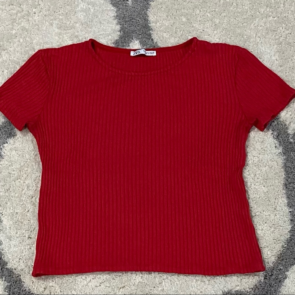 Zara Ribbed Short Sleeve Top